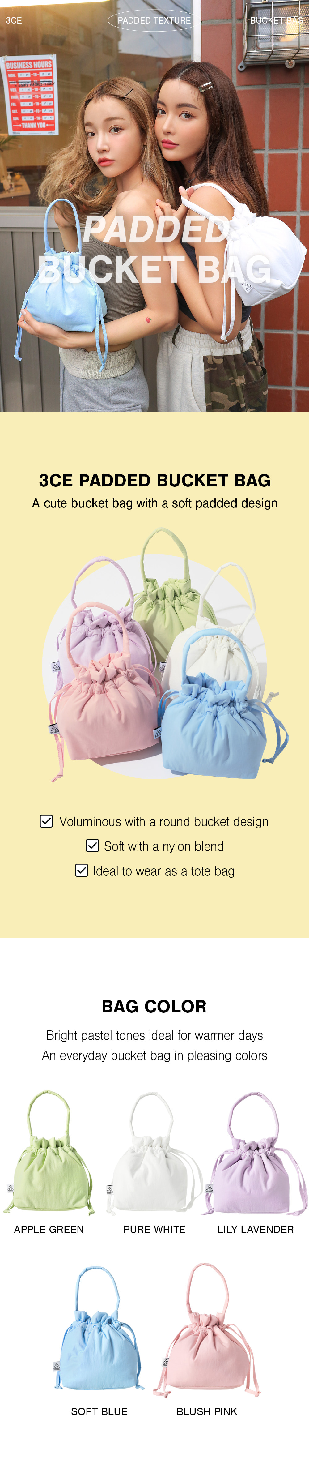 3CE Padded Bucket Bag 1ea  Best Price and Fast Shipping from Beauty Box  Korea